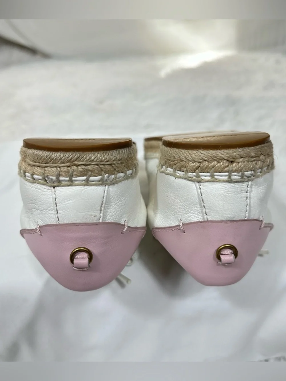 Coach C101 Espadrille Sneakers Womens Sz 8 White Pink Leather Comfort Casual